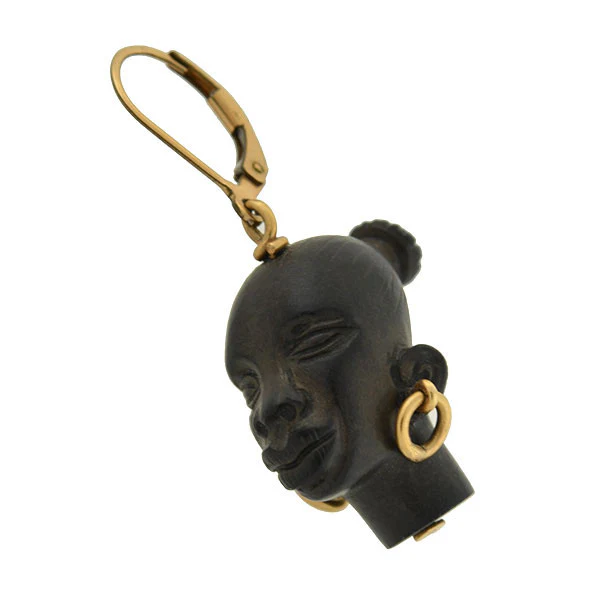 Vintage 14kt Hand Carved Blackamoor Earrings - Image 3
