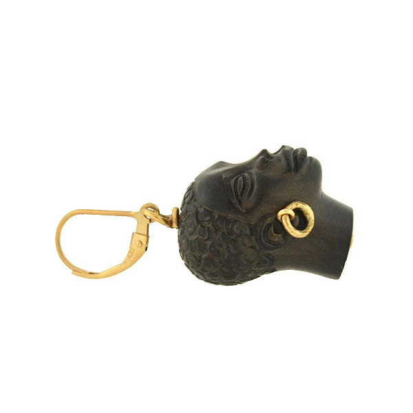 Vintage 14kt Hand Carved Blackamoor Earrings - Image 4