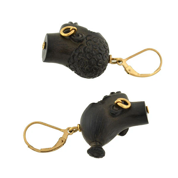 Vintage 14kt Hand Carved Blackamoor Earrings - Image 5