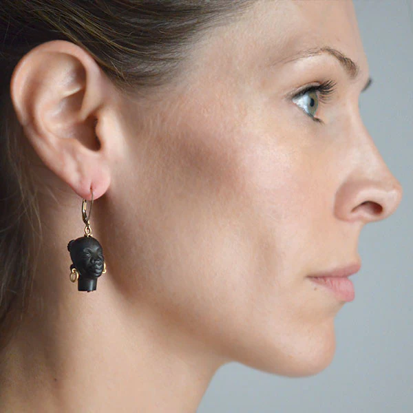 Vintage 14kt Hand Carved Blackamoor Earrings - Image 7
