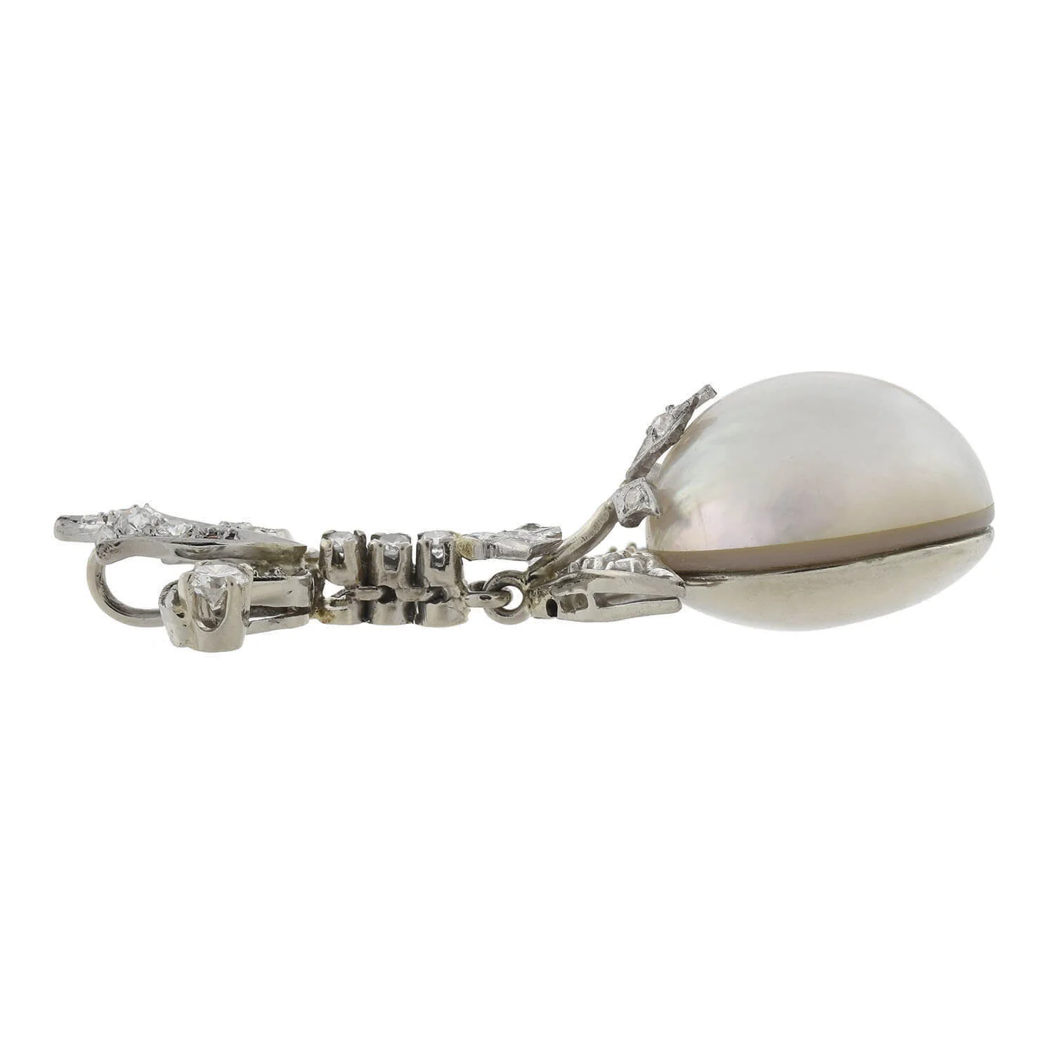 Vintage 14kt Mabe Pearl + Diamond Pendant 0.75ctw - Image 3