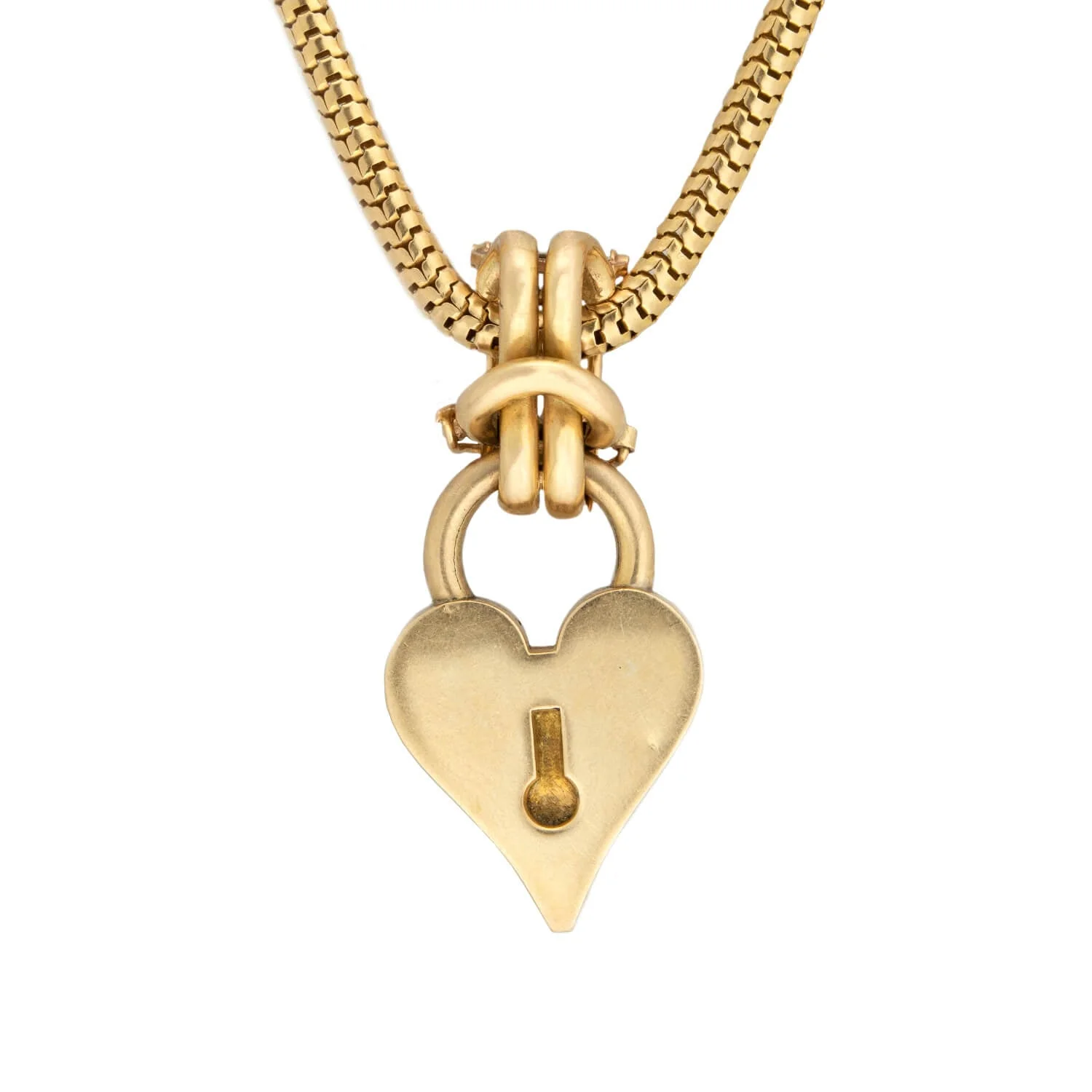 Vintage 18k BOUCHERON Heart Lock Pin/Pendant w/18k Snake Chain - Image 2