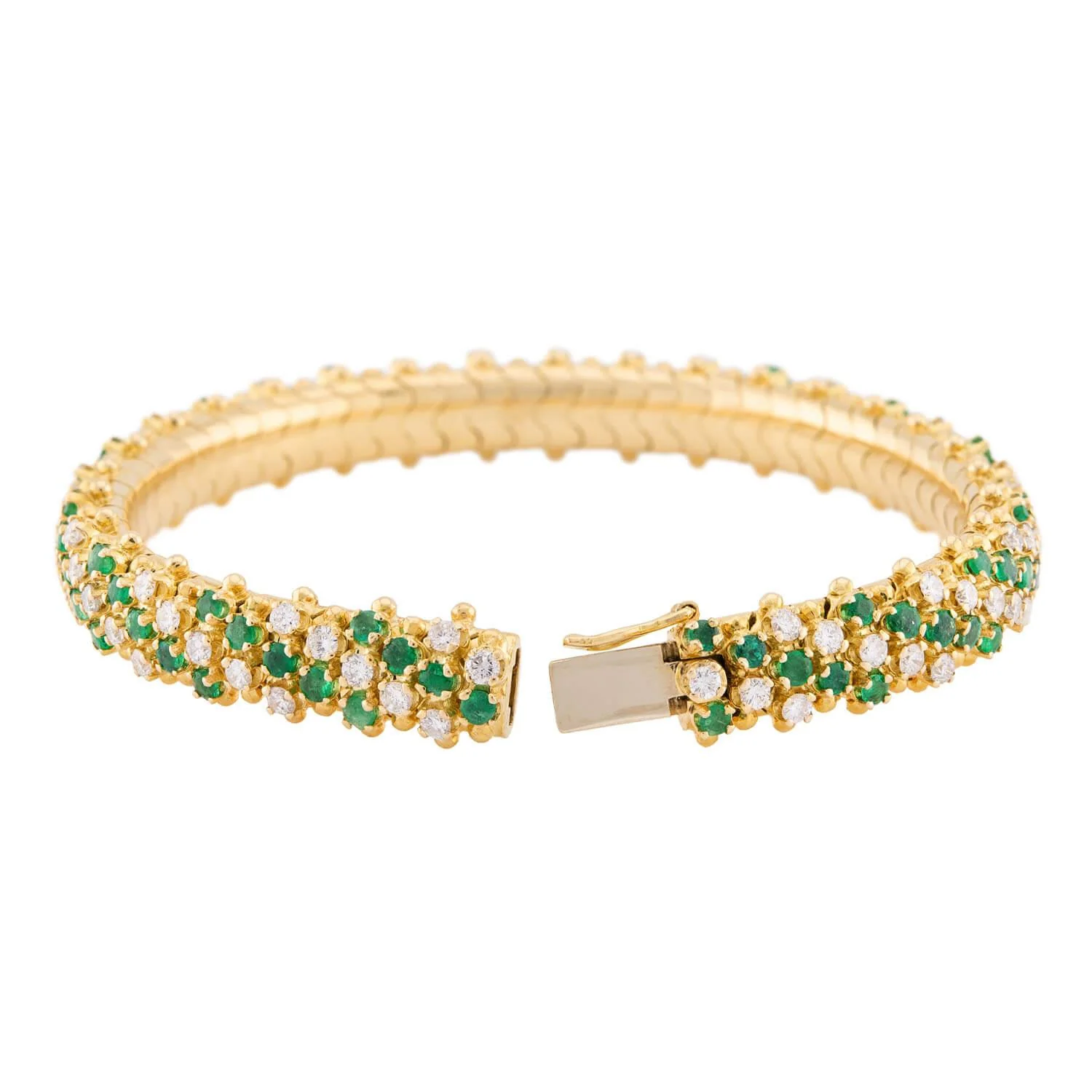 Vintage 18k Emerald & Diamond Bracelet - Image 5
