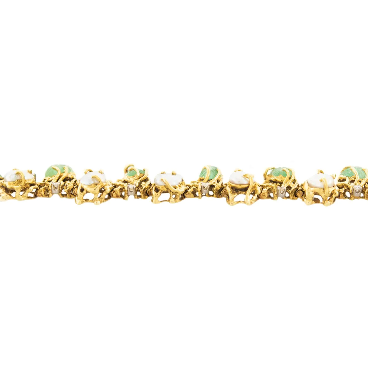 Vintage 18k Emerald 20ctw, Pearls, & Diamond Bracelet 43 DWT - Image 4