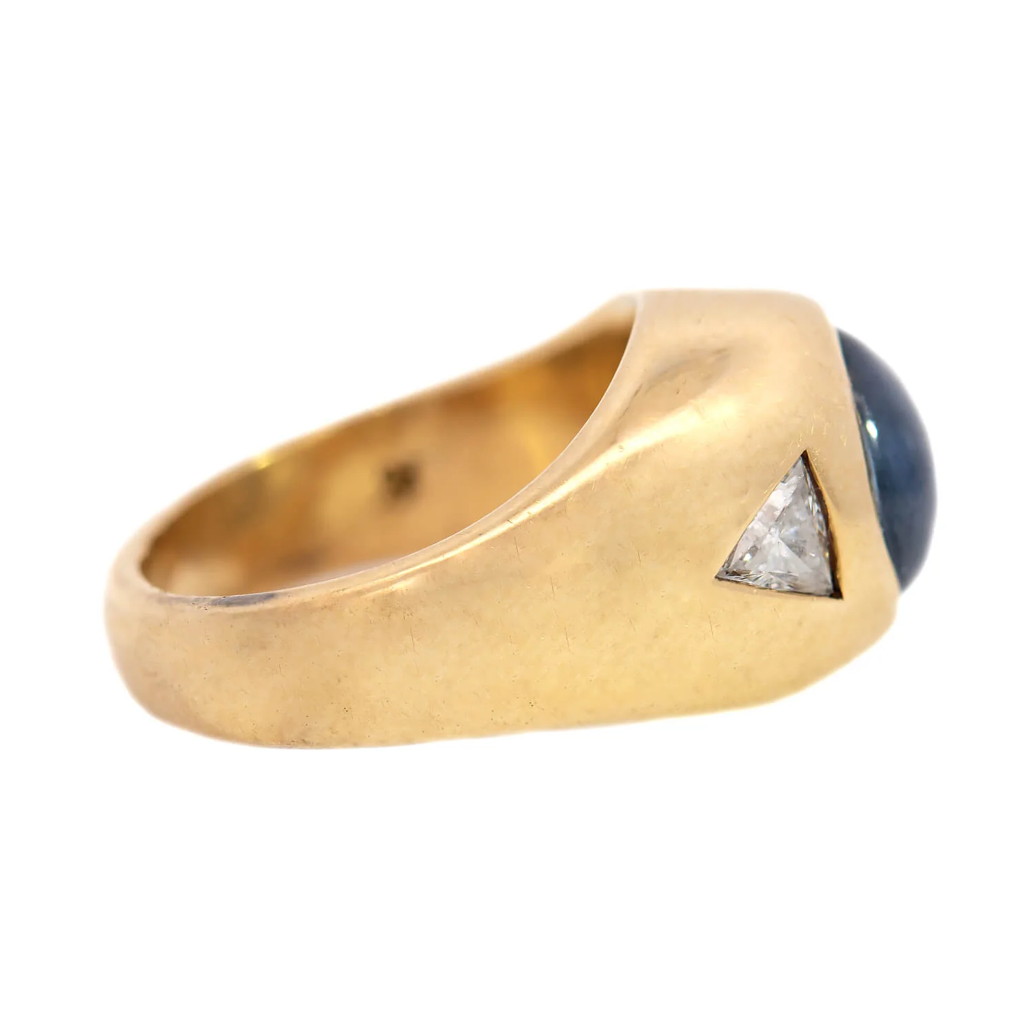 Vintage 18k GIA Certified No Heat Ceylon Star Sapphire and Diamond Flush Mount Ring - Image 2