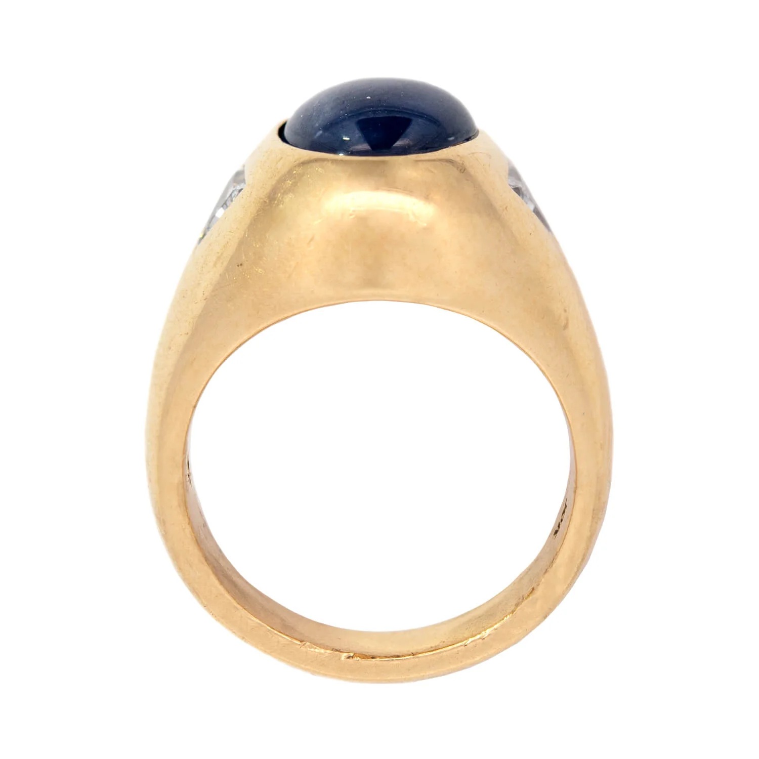 Vintage 18k GIA Certified No Heat Ceylon Star Sapphire and Diamond Flush Mount Ring - Image 3