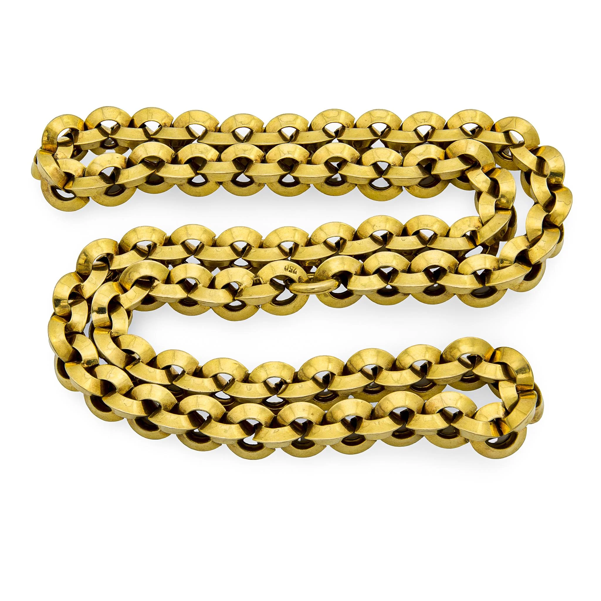 Vintage 18k Gold Rolo Link Necklace 25" - Image 4