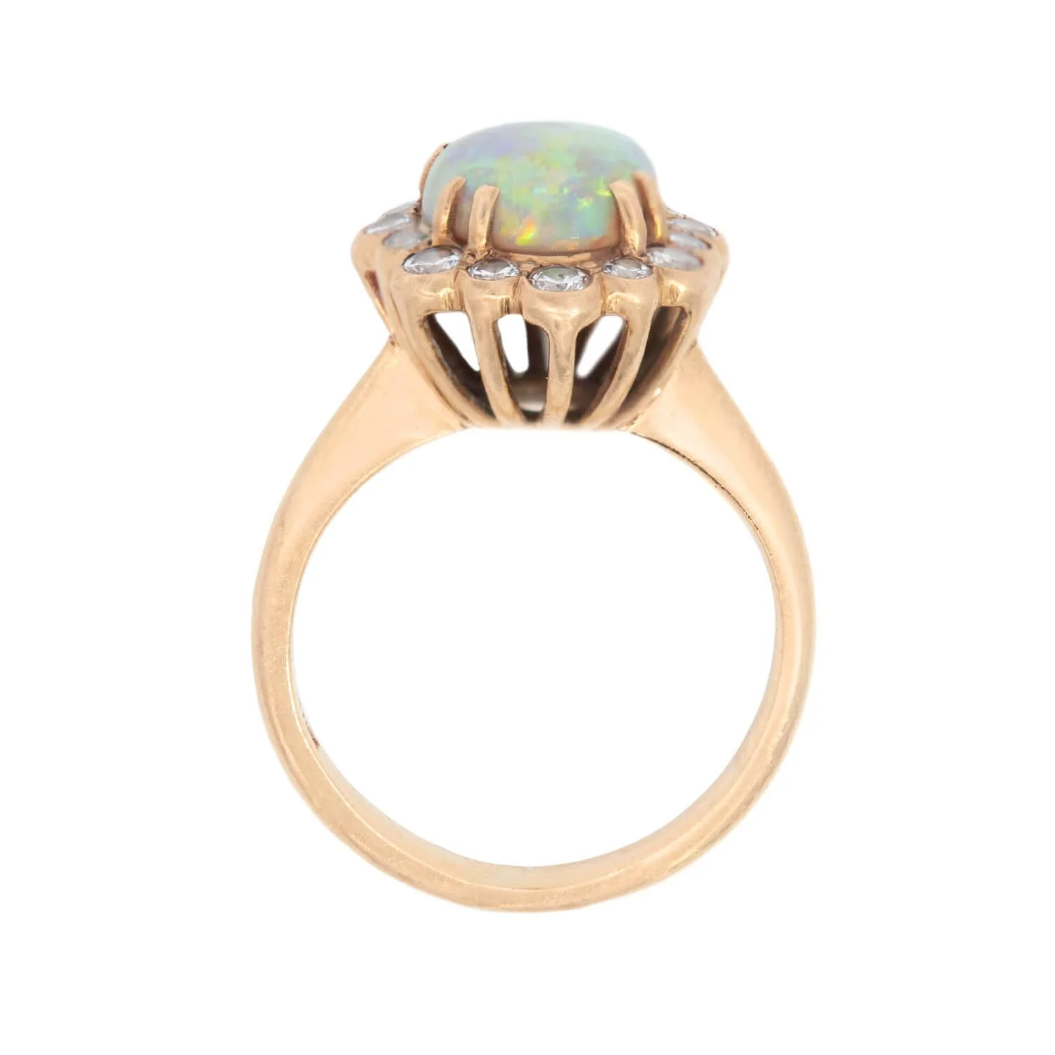 Vintage 18k Opal and Diamond Halo Ring - Image 4