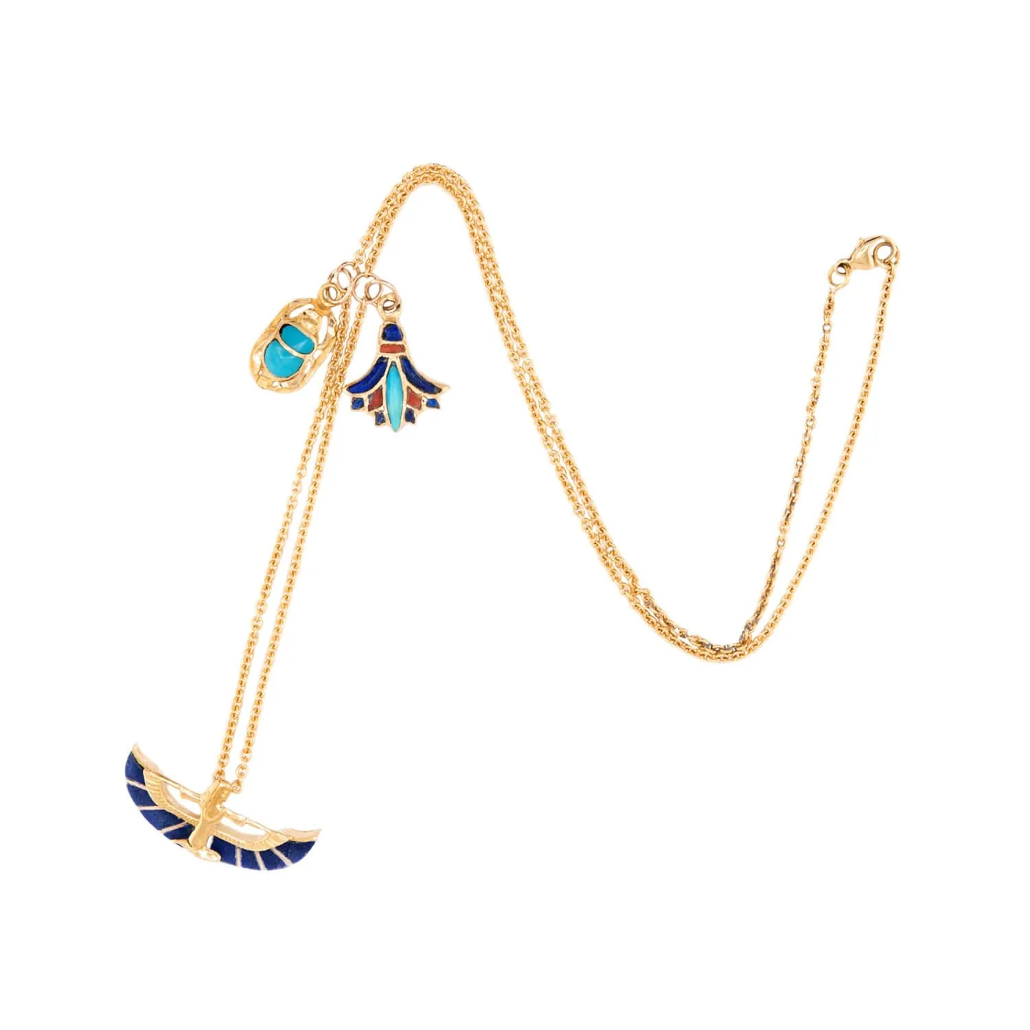 Vintage Egyptian 18k Enamel Charm Necklace - Image 2