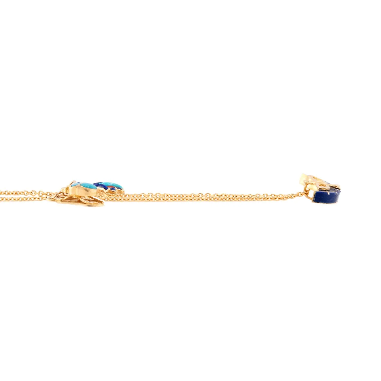 Vintage Egyptian 18k Enamel Charm Necklace - Image 3