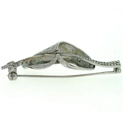 FAHRNER Vintage Sterling & Marcasite Pin & Earring Set - Image 7