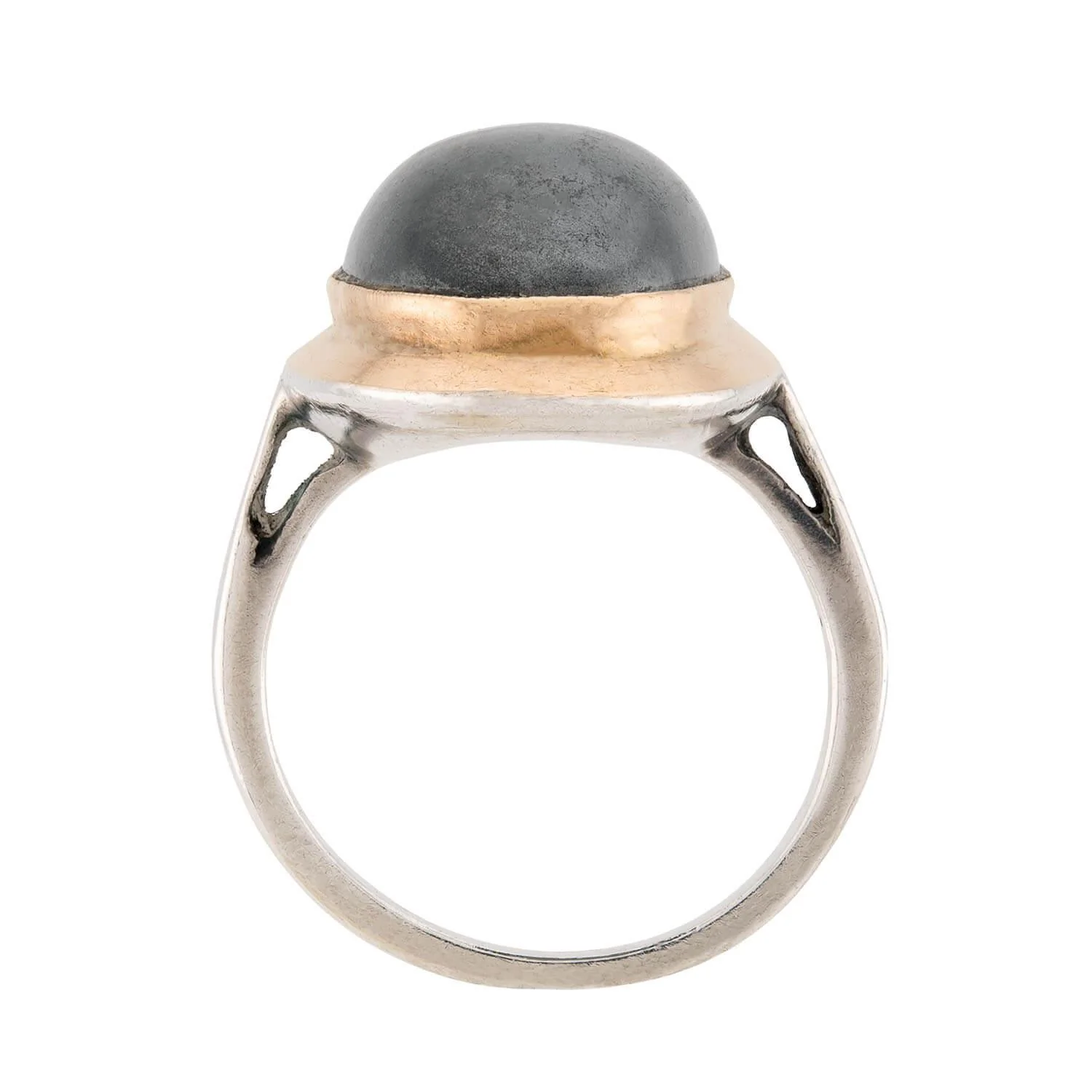 Vintage French Sterling Silver/18k Hematite Ring - Image 4