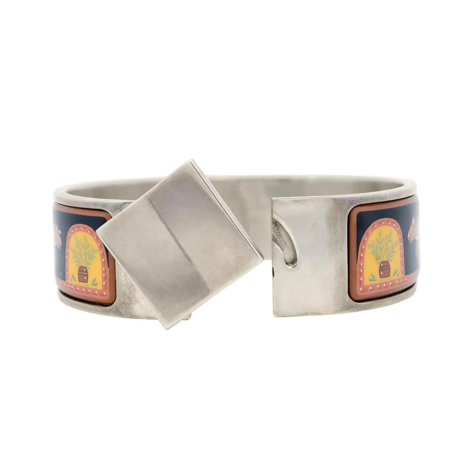 Vintage Hermes Sterling Silver Enamel "Clic Clac" Bracelet - Image 5