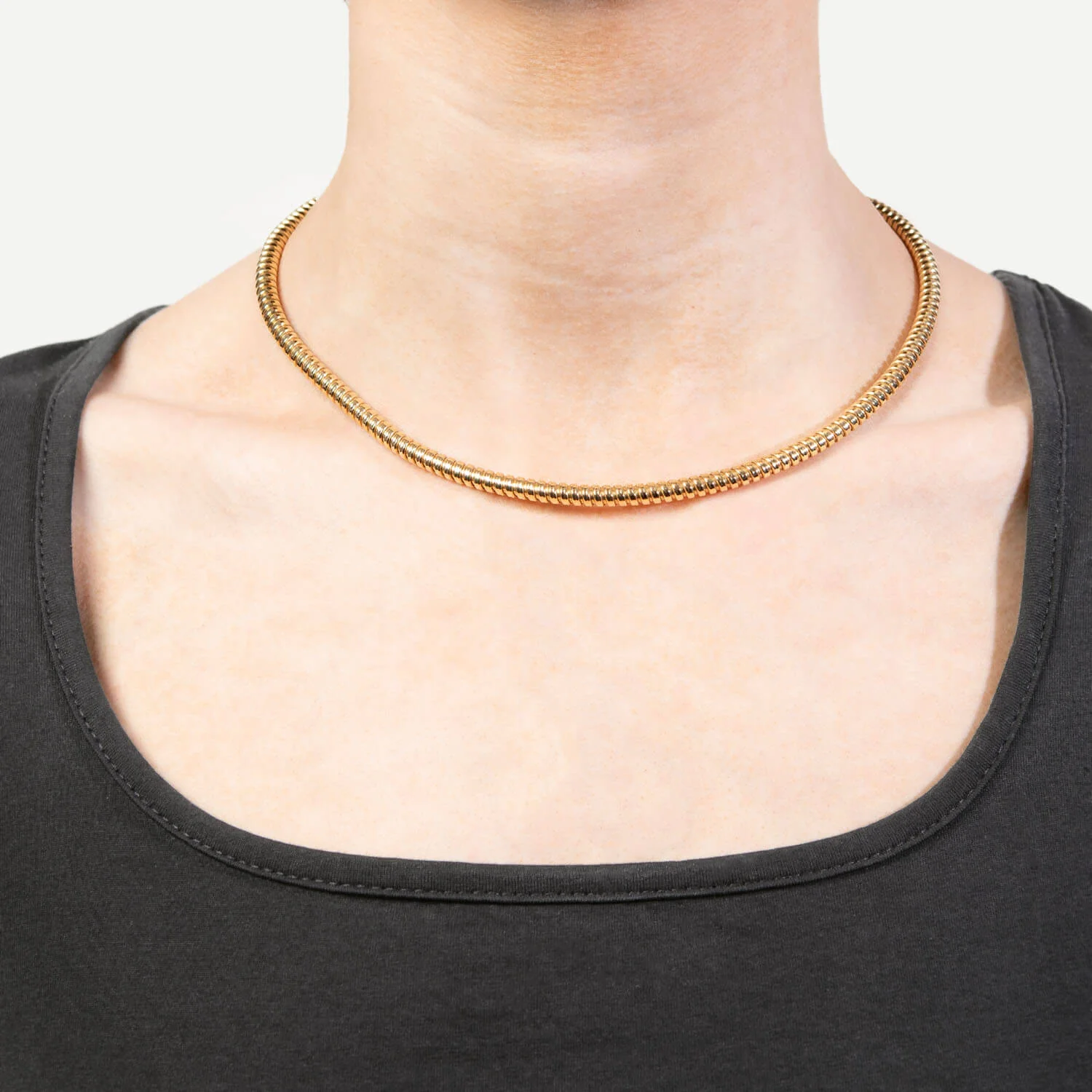 Vintage Italian 14k Gas Pipe Necklace 16" - Image 5