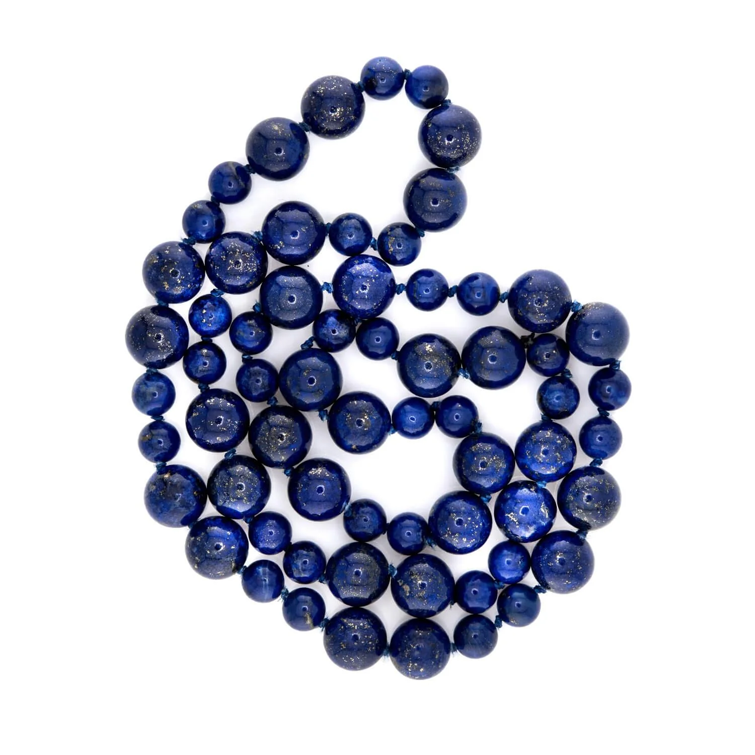 Vintage Lapis Bead Necklace 28" - Image 3
