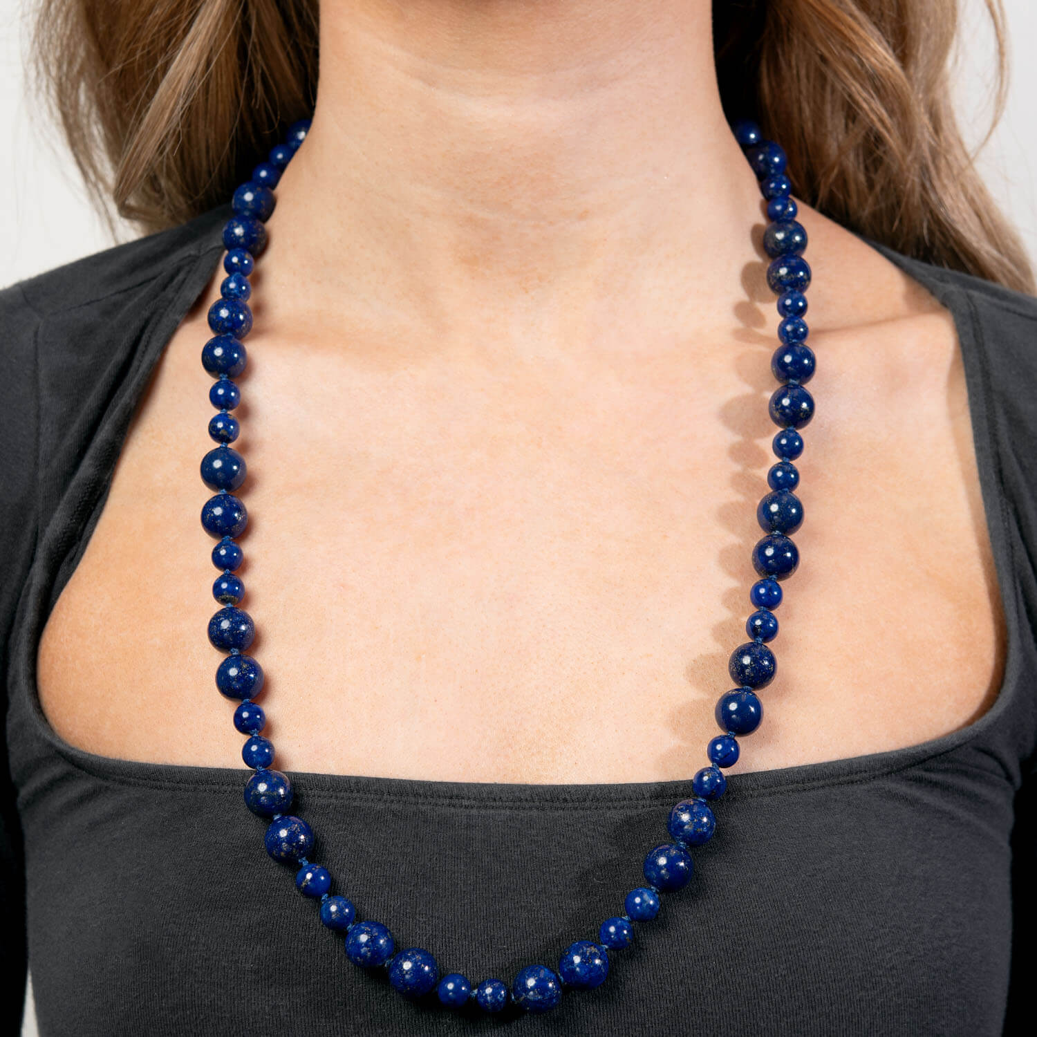 Vintage Lapis Bead Necklace 28" - Image 4