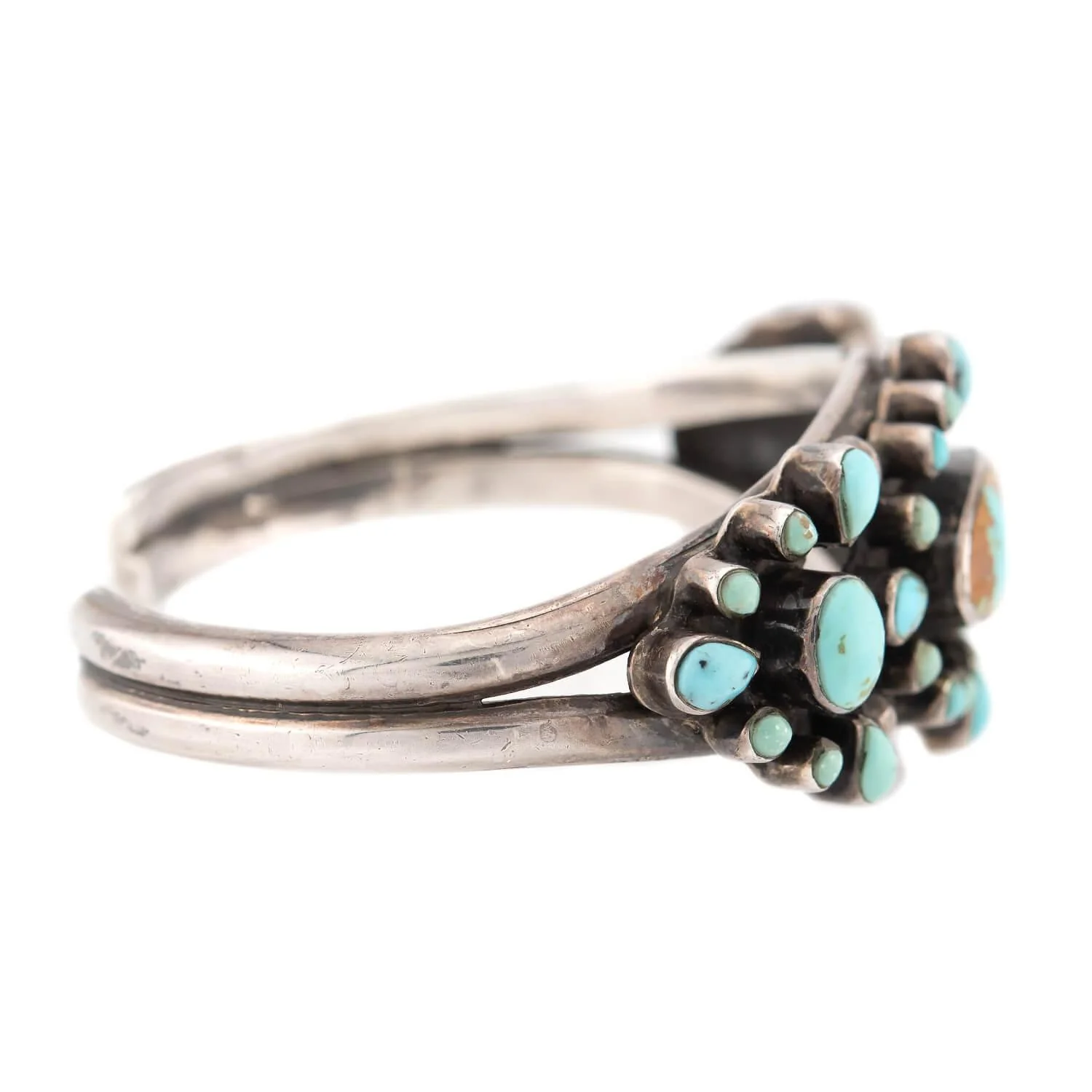 Vintage Native American Sterling Silver Turquoise Cuff Bracelet - Image 2