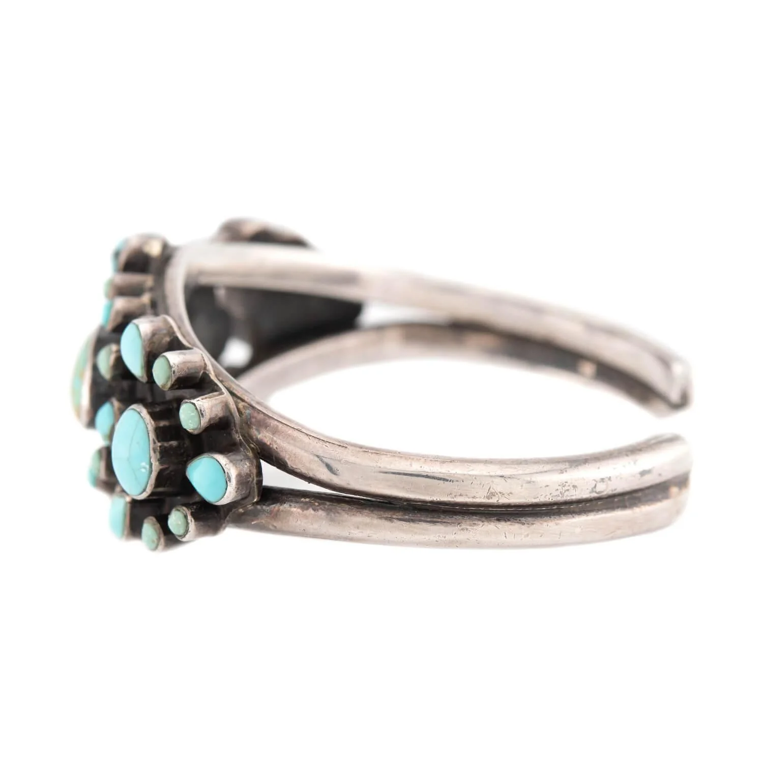 Vintage Native American Sterling Silver Turquoise Cuff Bracelet - Image 3