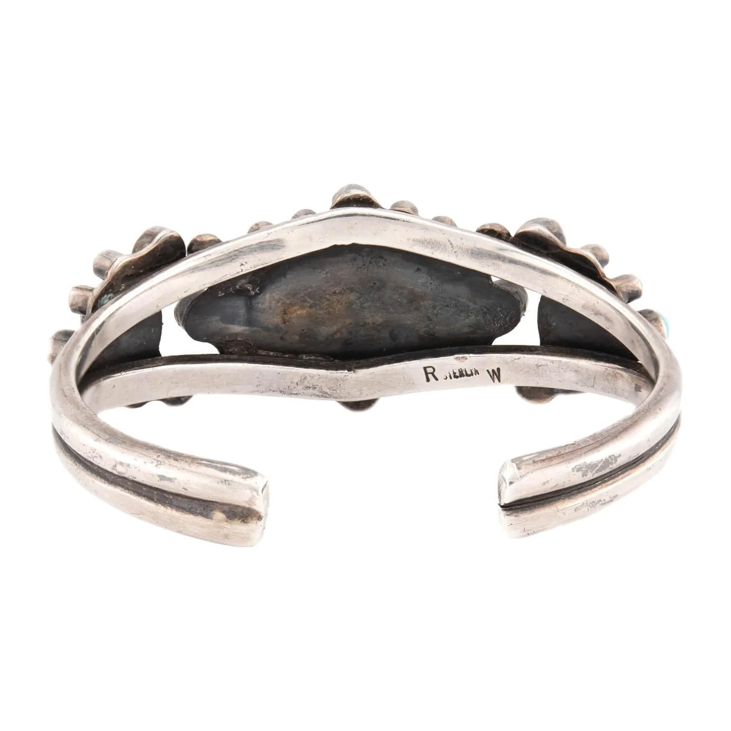 Vintage Native American Sterling Silver Turquoise Cuff Bracelet - Image 4