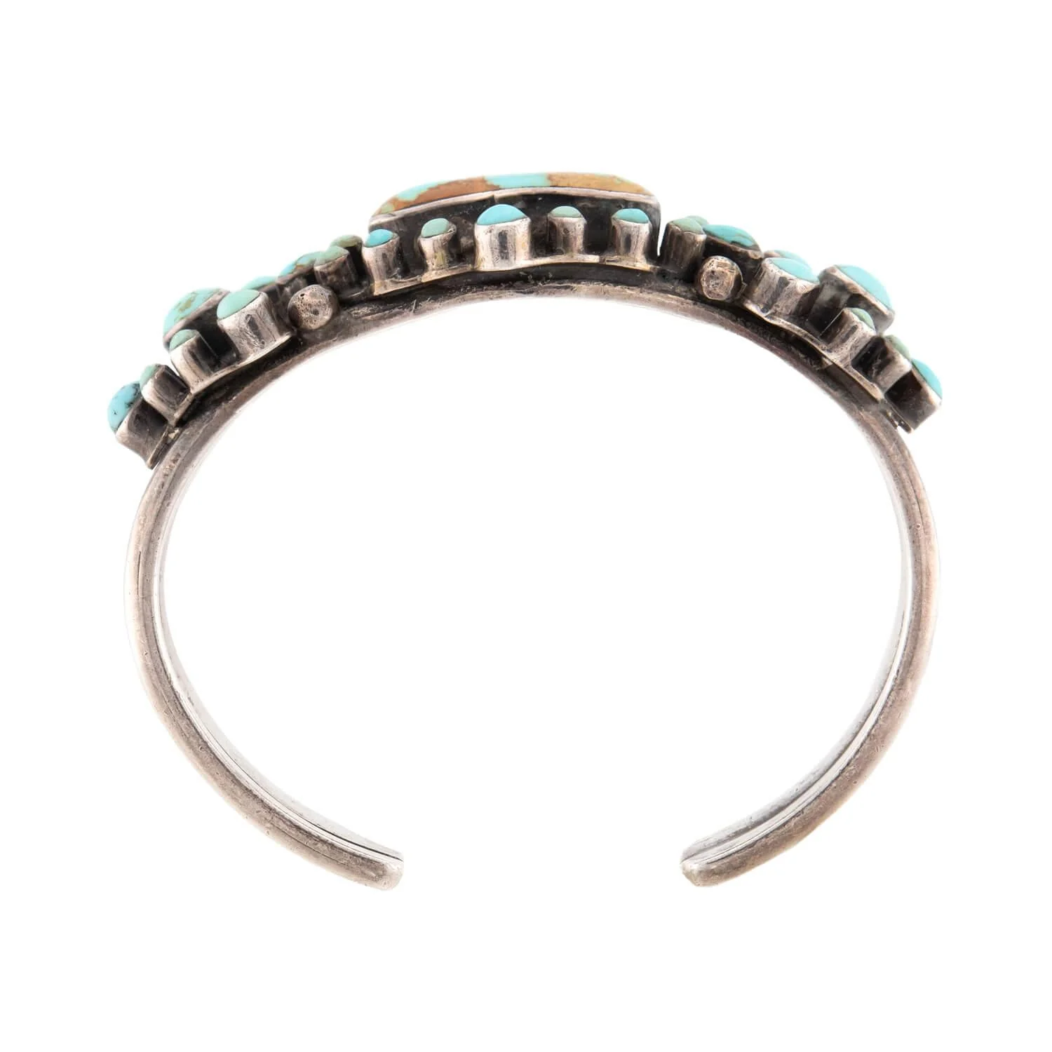 Vintage Native American Sterling Silver Turquoise Cuff Bracelet - Image 5