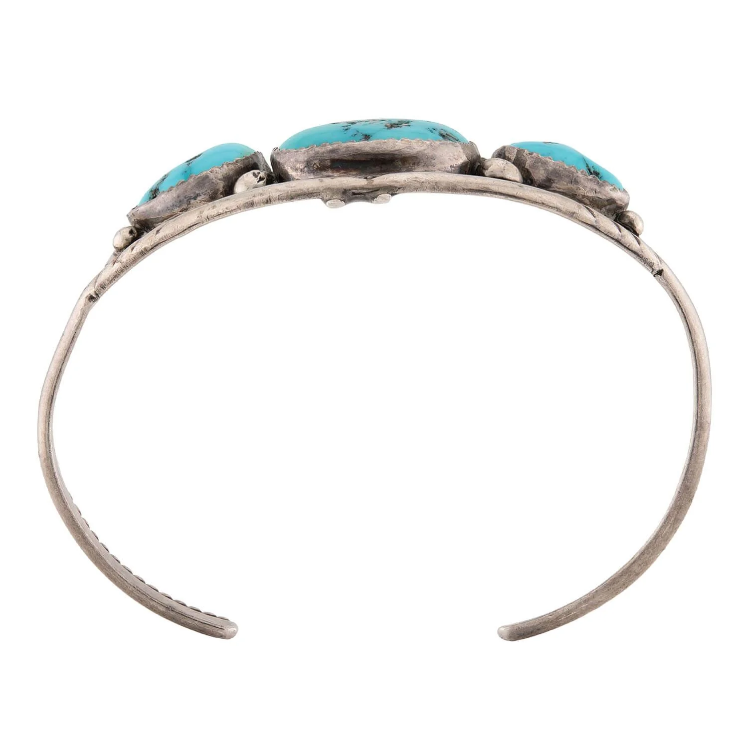 Vintage Native American Sterling Silver Turquoise Cuff Bracelet - Image 3