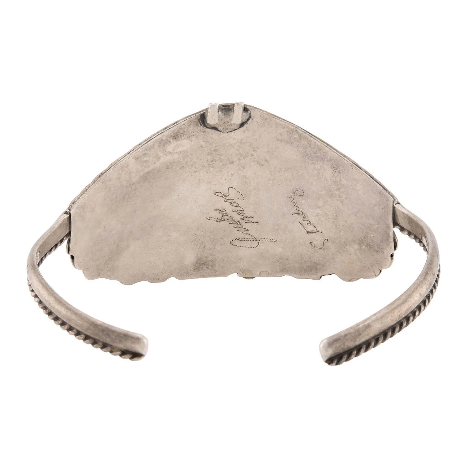 Vintage Native American Sterling Silver Turquoise Cuff Bracelet - Image 4