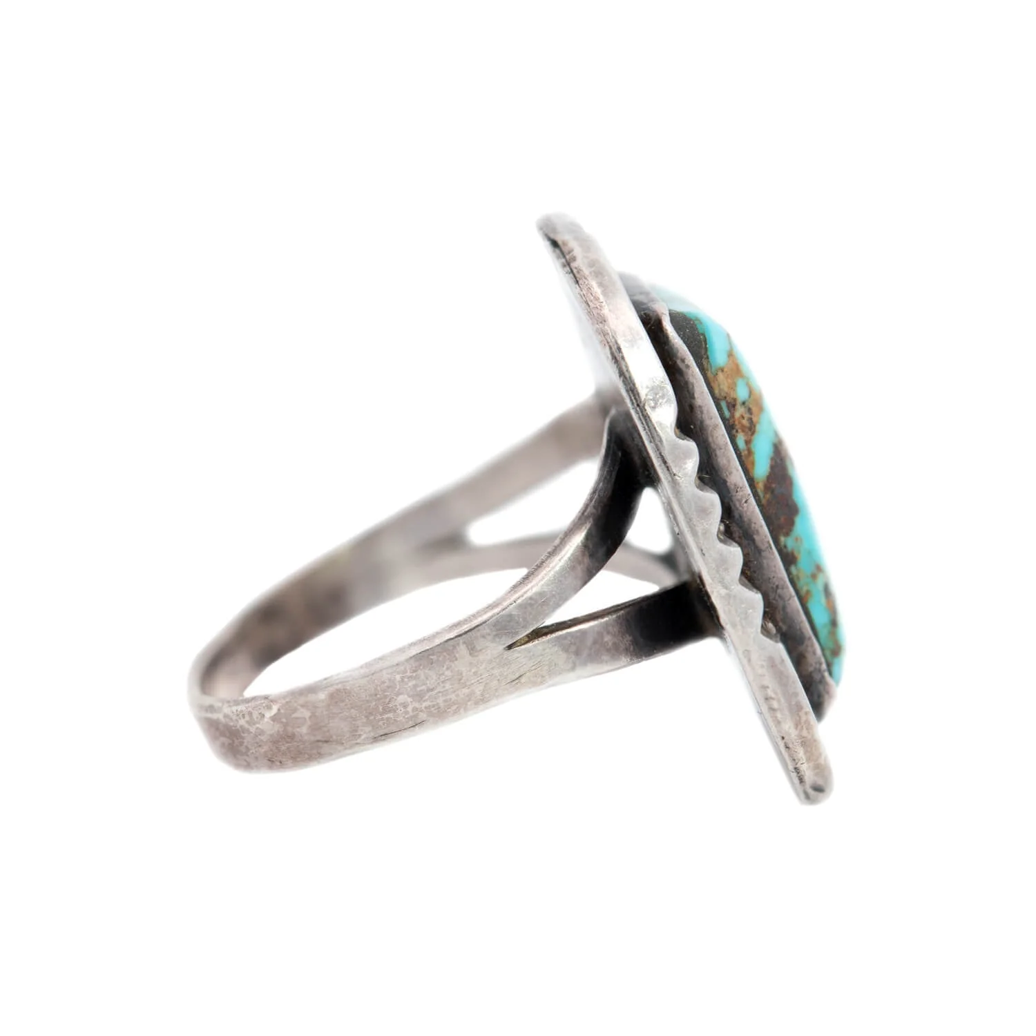 Vintage Native American Sterling + Turquoise Ring - Image 2