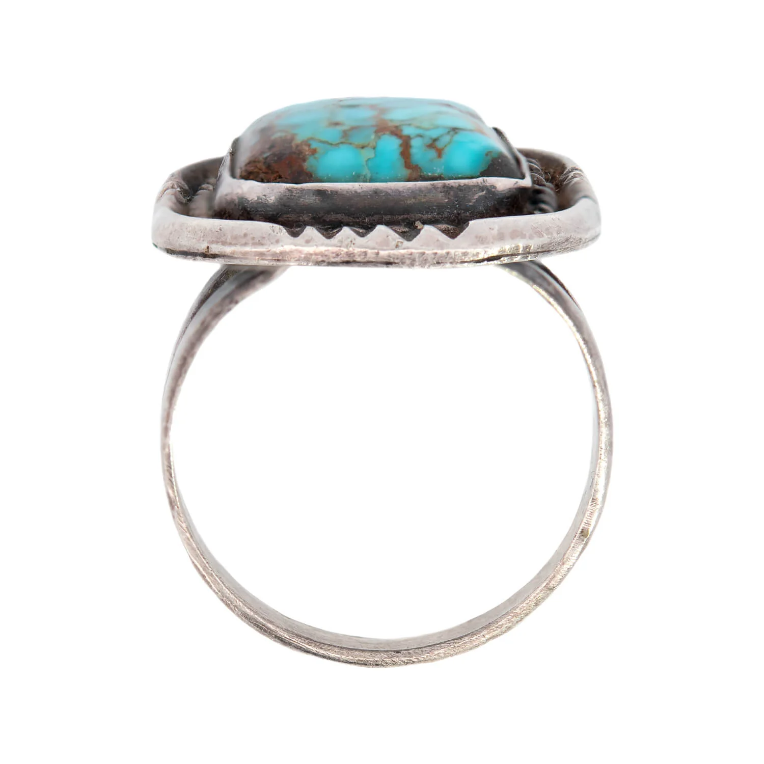 Vintage Native American Sterling + Turquoise Ring - Image 3