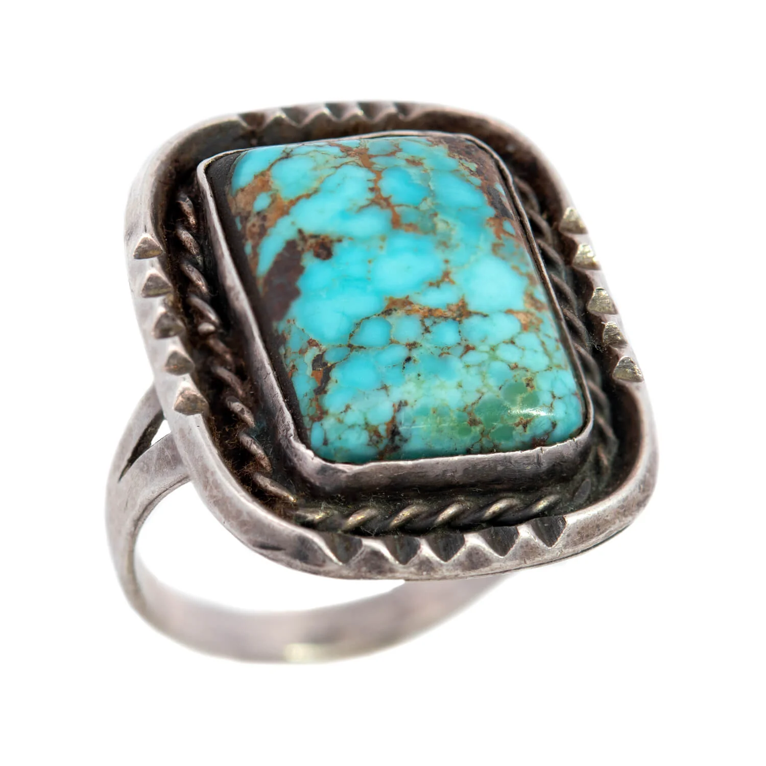 Vintage Native American Sterling + Turquoise Ring - Image 4