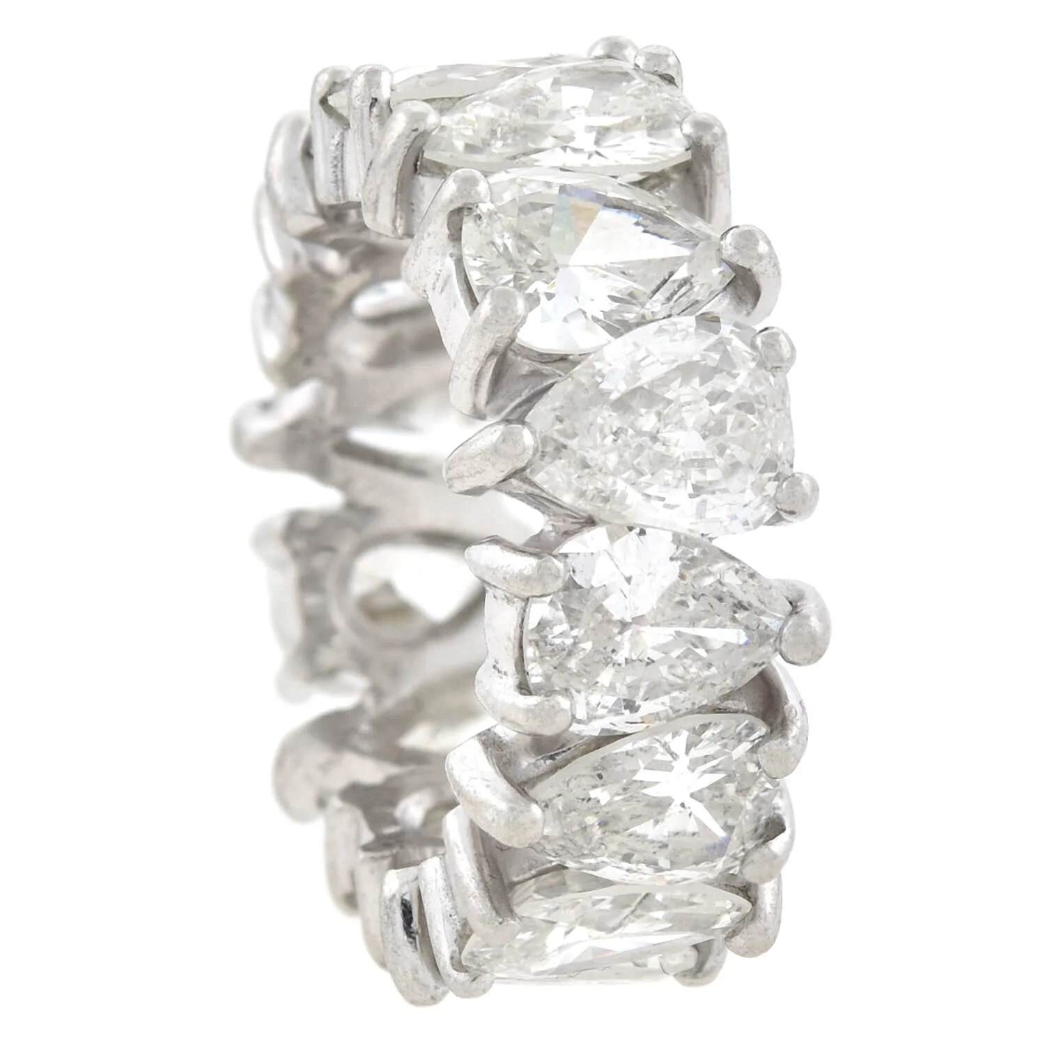 Vintage Platinum Pear Brilliant Cut Diamond Eternity Band 7.56ctw - Image 4