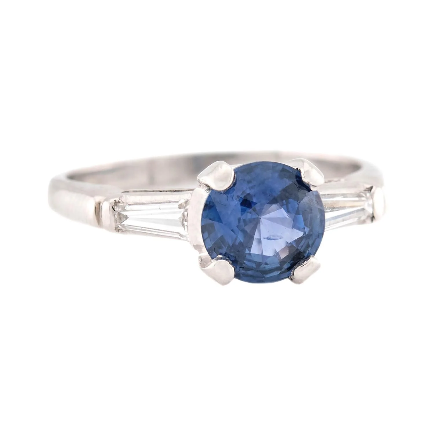 Vintage Platinum Sapphire and Diamond Engagement Ring 1.25ct - Image 2
