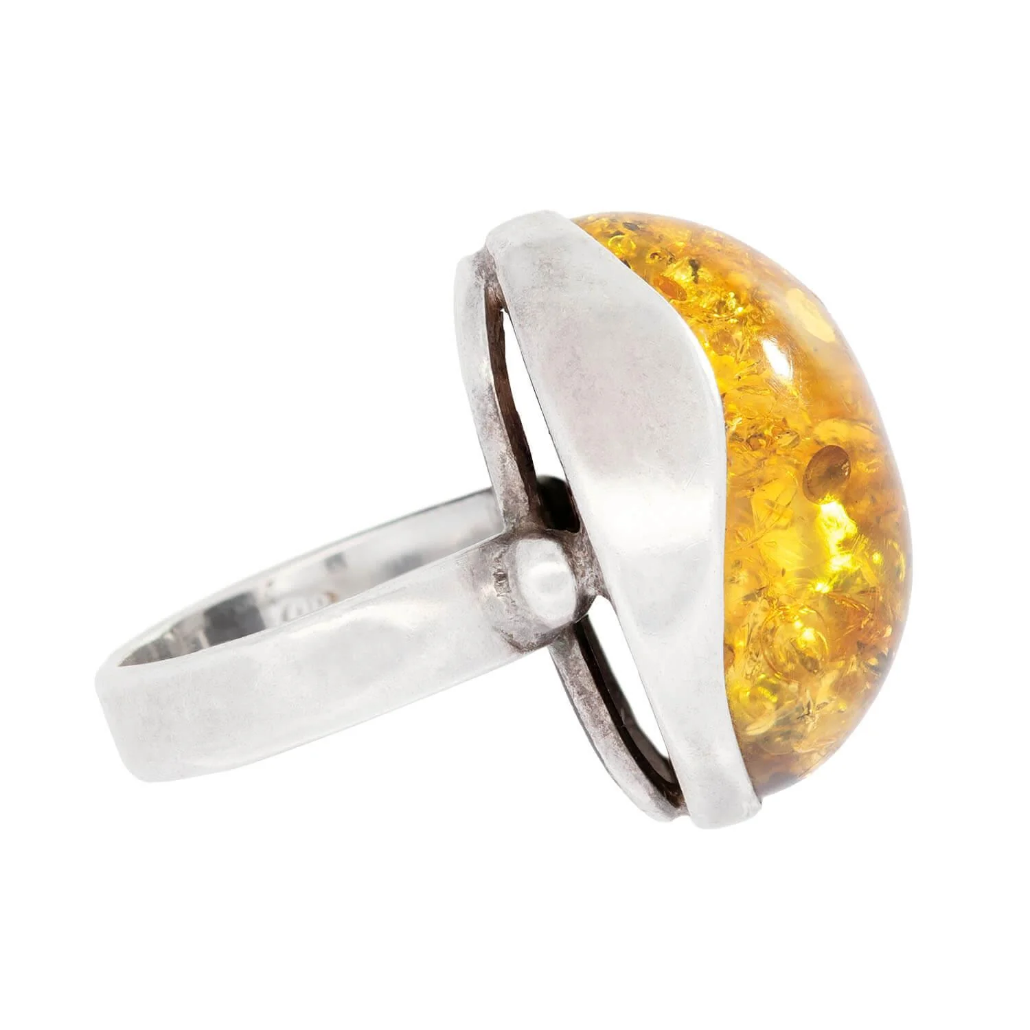 Vintage Polish Sterling Silver Baltic Amber Ring - Image 3