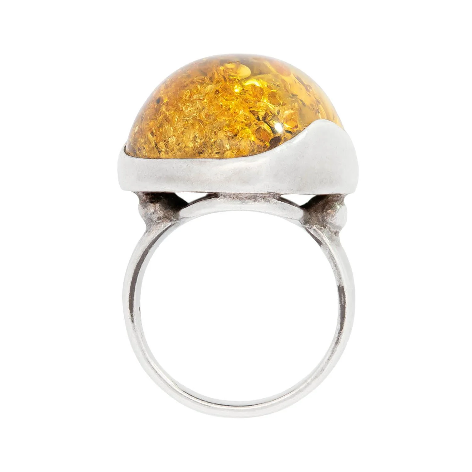 Vintage Polish Sterling Silver Baltic Amber Ring - Image 4