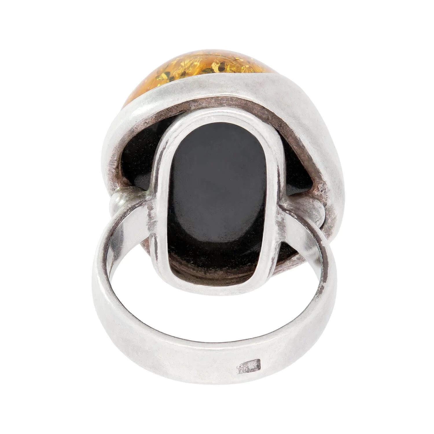 Vintage Polish Sterling Silver Baltic Amber Ring - Image 5