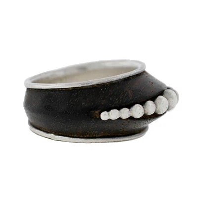 SPRATLING Vintage Rose Wood & Sterling Silver Ring - Image 3