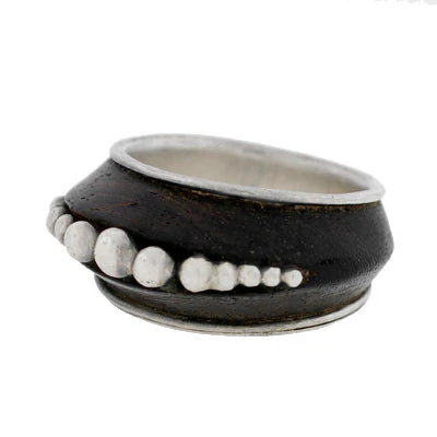 SPRATLING Vintage Rose Wood & Sterling Silver Ring - Image 5