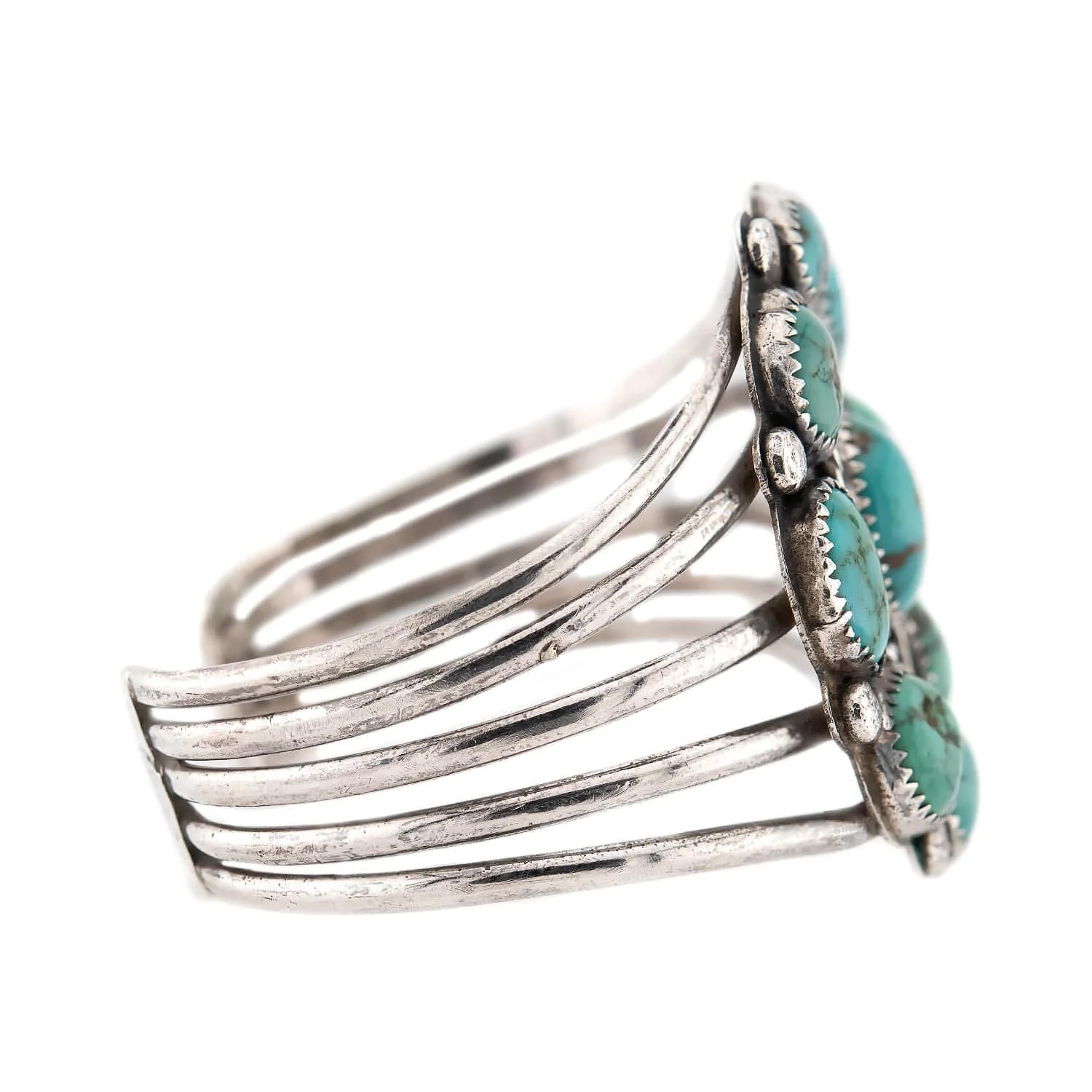 Vintage Sterling Silver Native American Turquoise Cuff Bracelet - Image 2