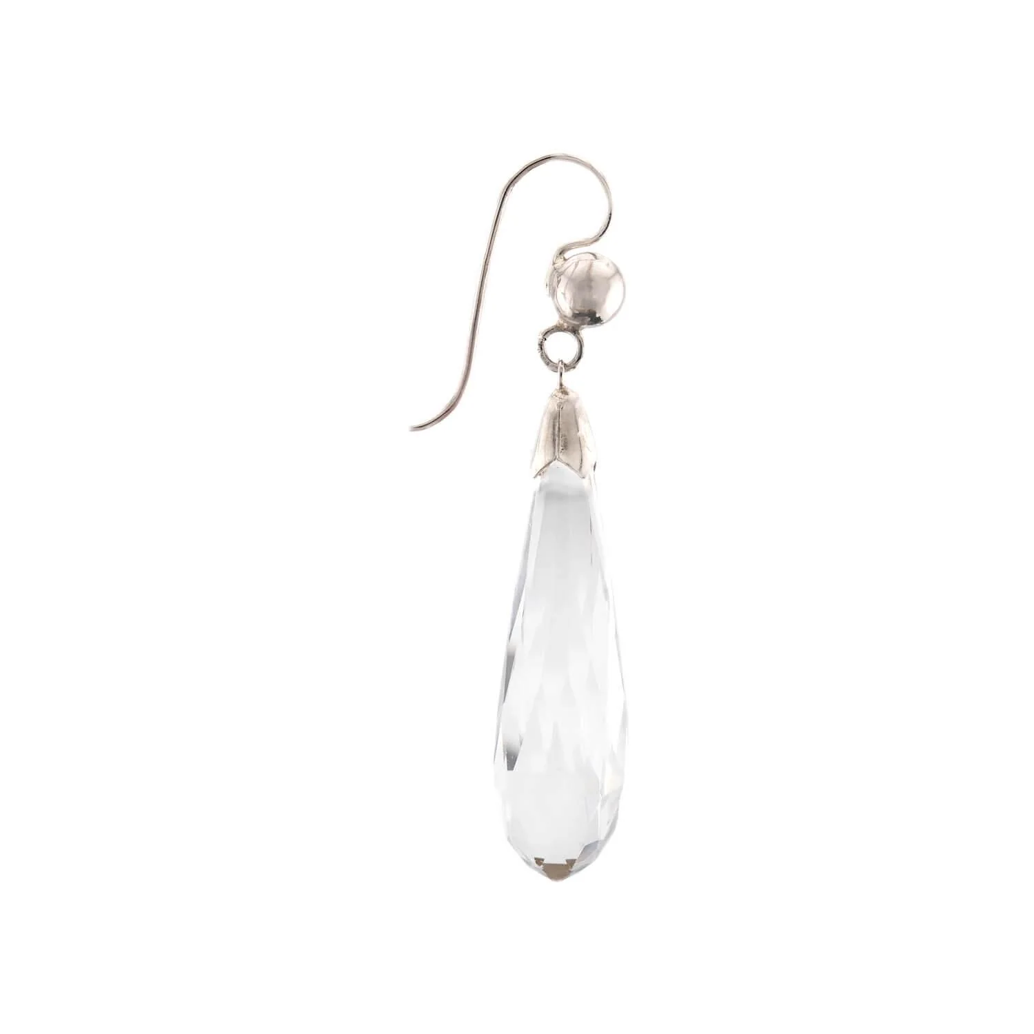 Vintage Sterling Silver Rock Quartz Crystal Drop Earrings - Image 2