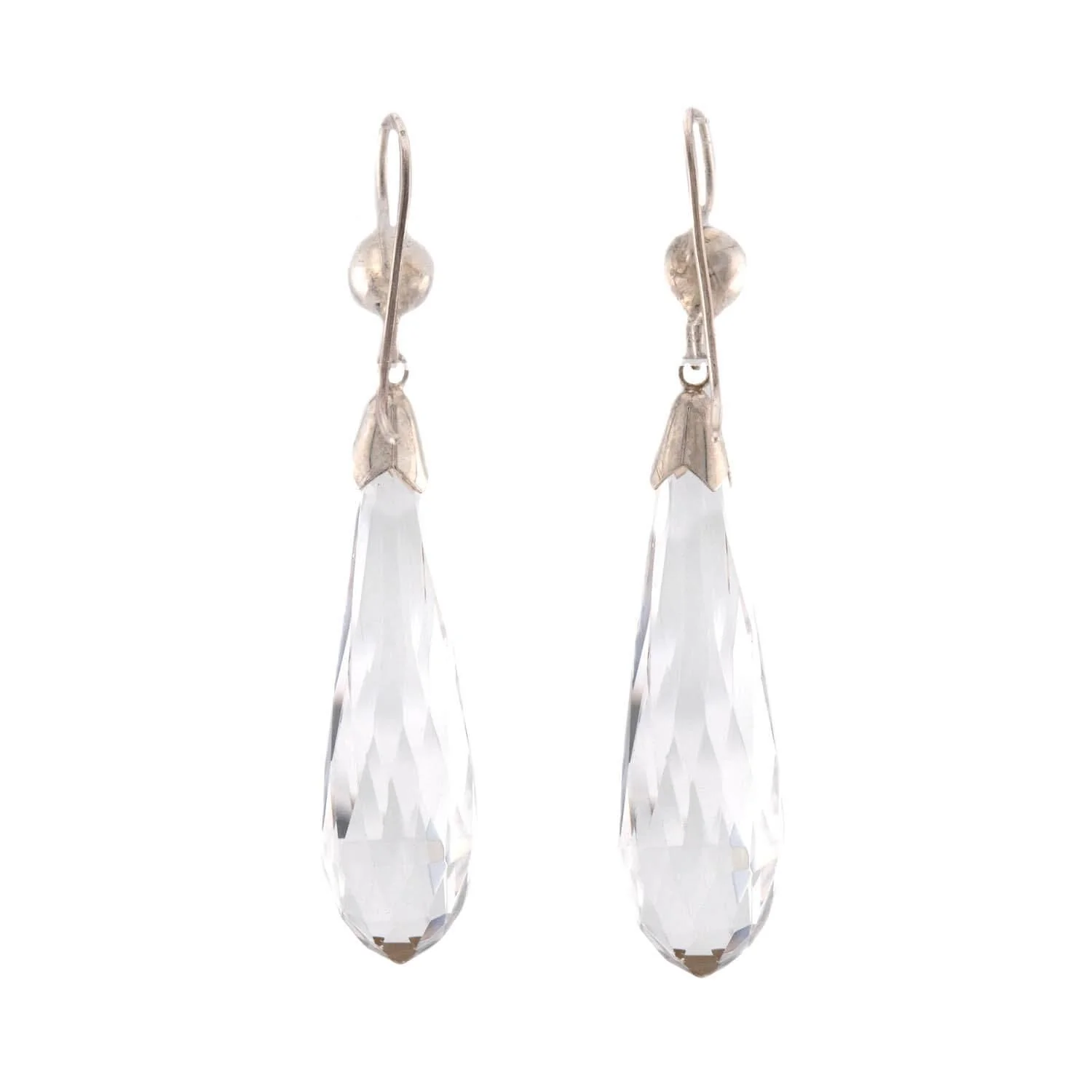 Vintage Sterling Silver Rock Quartz Crystal Drop Earrings - Image 3