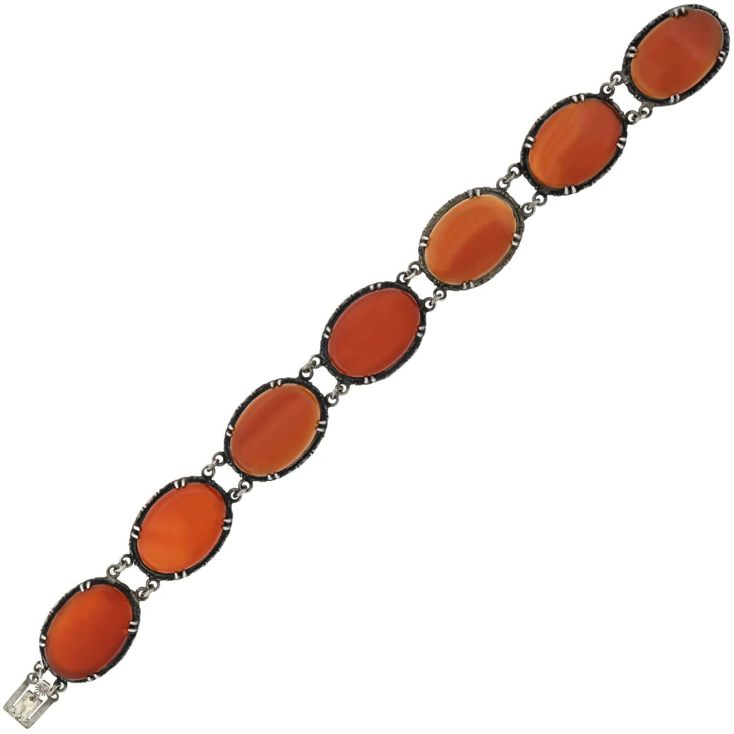WACHENHEIMER Art Deco Sterling Carnelian Link Bracelet - Image 2