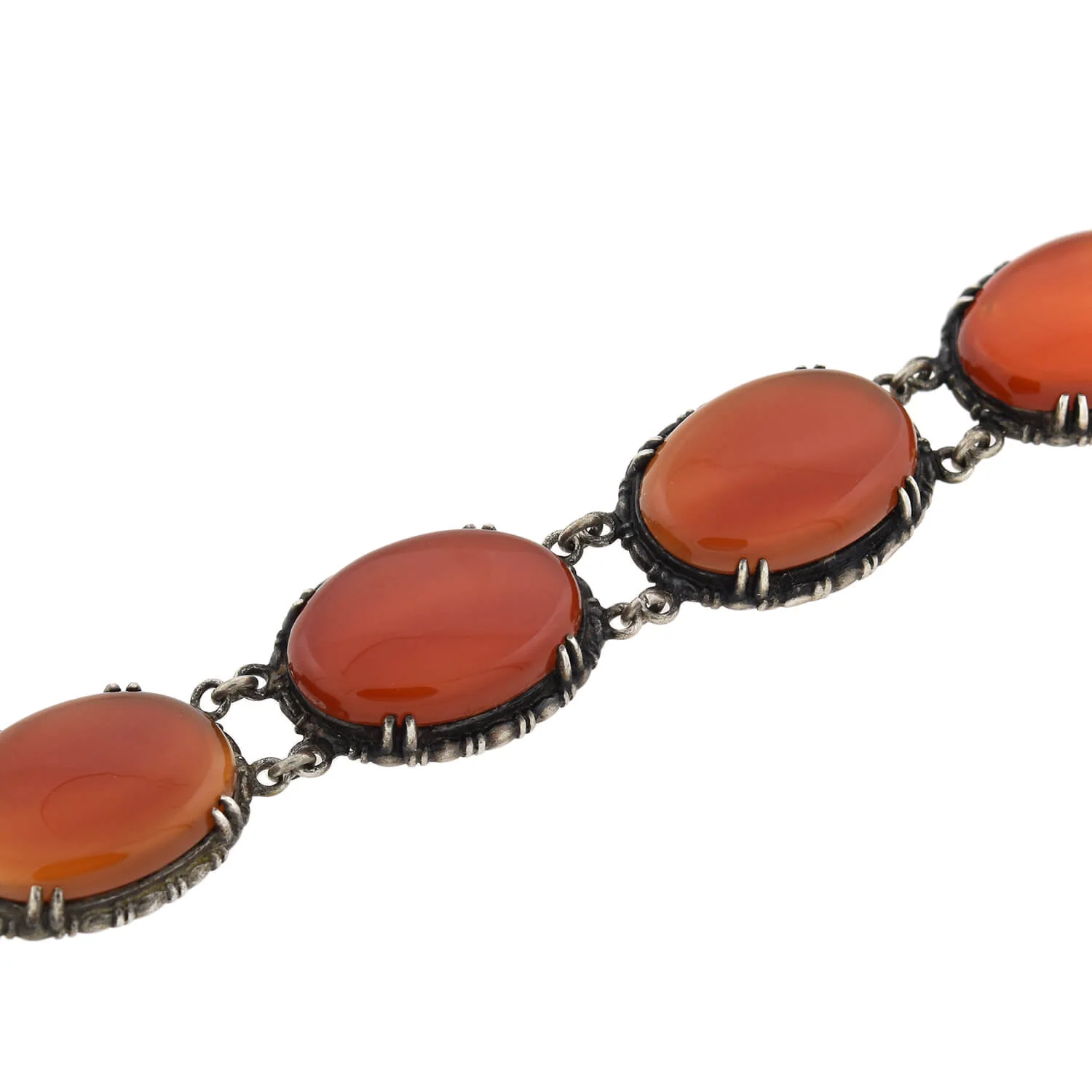 WACHENHEIMER Art Deco Sterling Carnelian Link Bracelet - Image 3