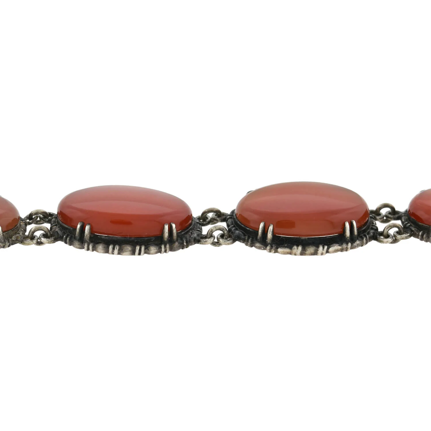 WACHENHEIMER Art Deco Sterling Carnelian Link Bracelet - Image 4