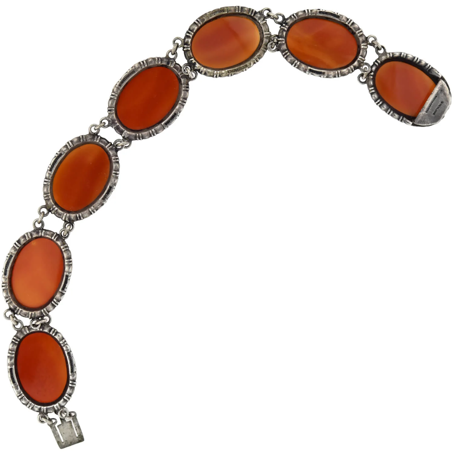 WACHENHEIMER Art Deco Sterling Carnelian Link Bracelet - Image 6
