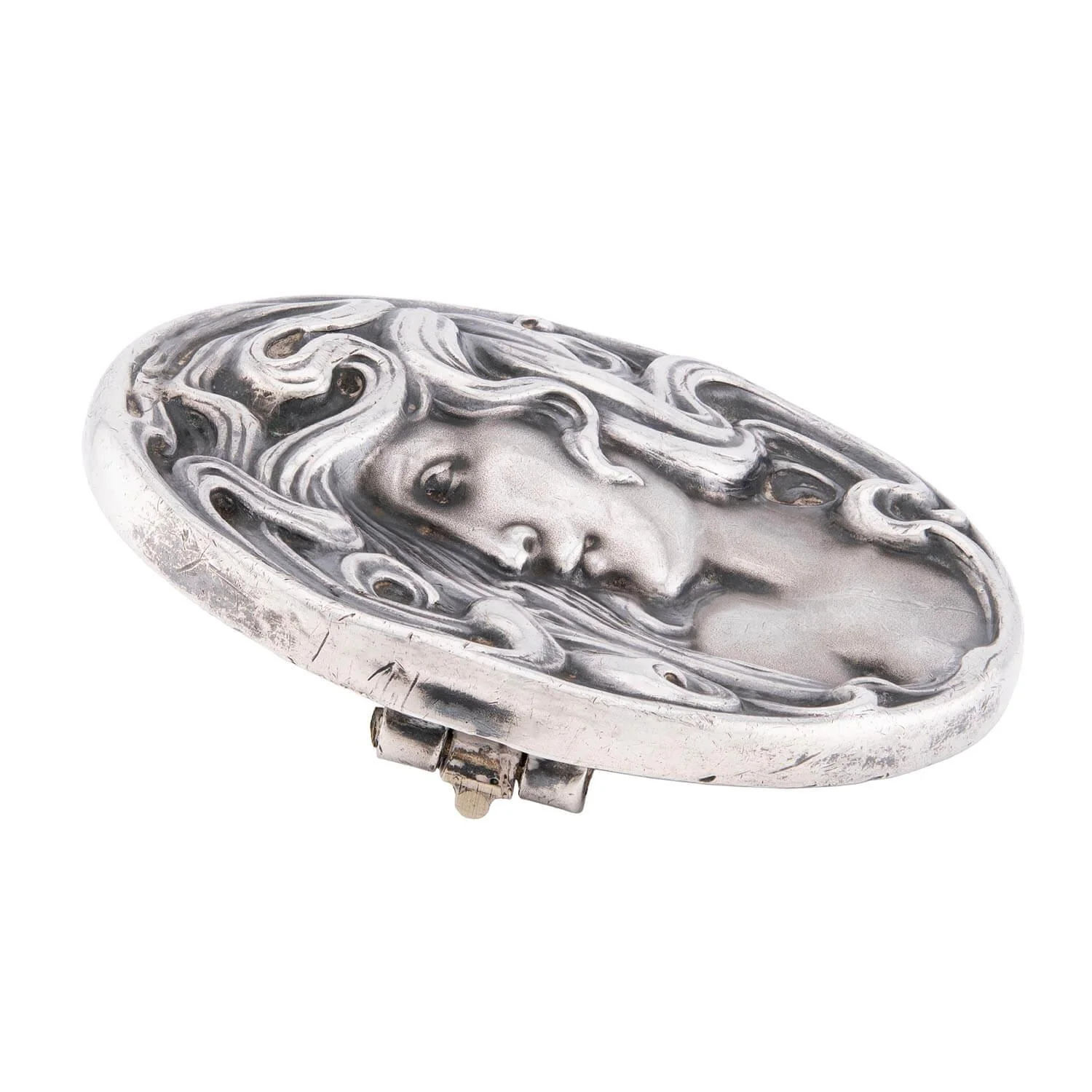WILLIAM LINK Art Nouveau Repousse Sterling Silver Pin - Image 2