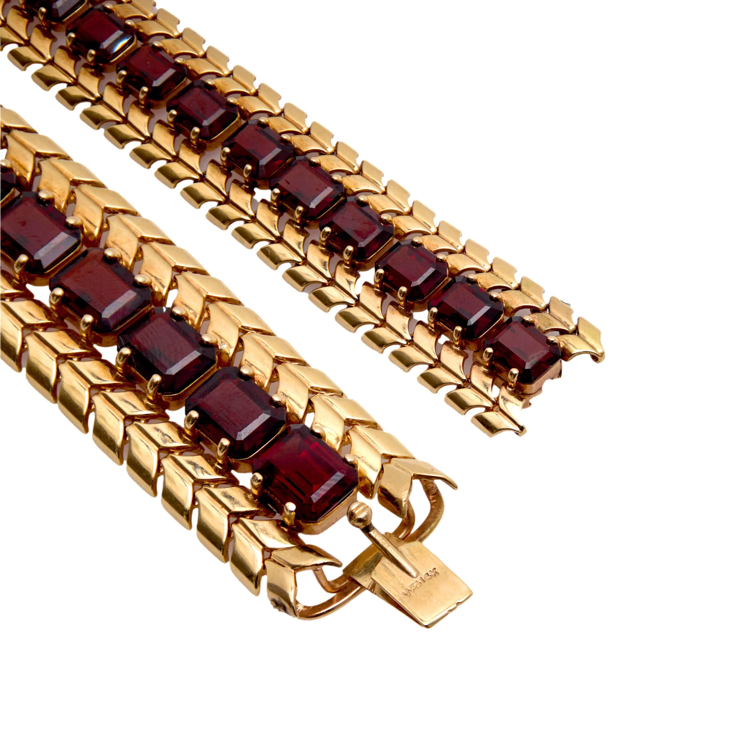 WORDLEY, ALLSOP, & BLISS Retro 14k Garnet Bracelet - Image 2